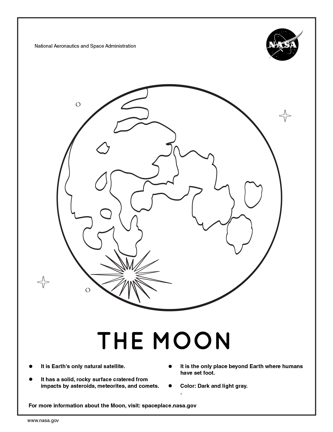 Coloring page for the Moon.