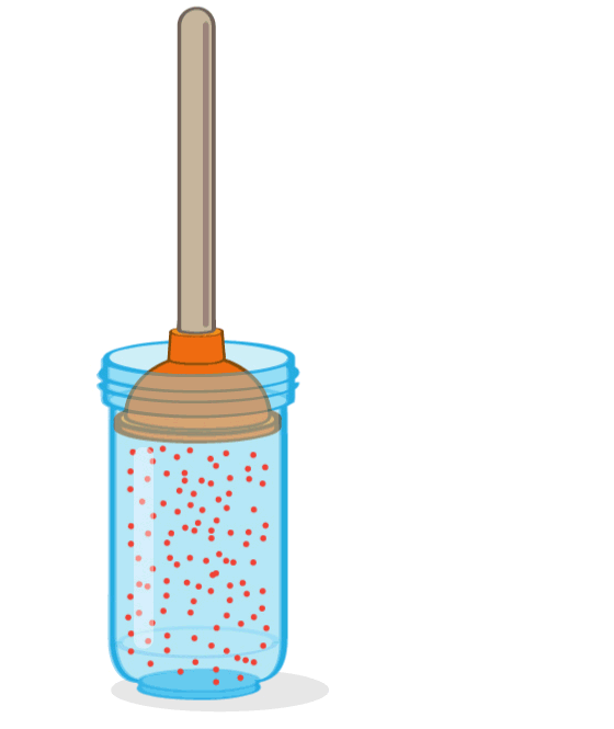 Animation showing a how increased pressure can turn a gas into a liquid and then a solid