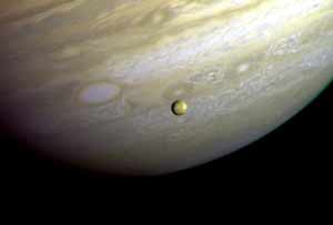 Jupiter with Io.  Mouse over swaps with binary image data.