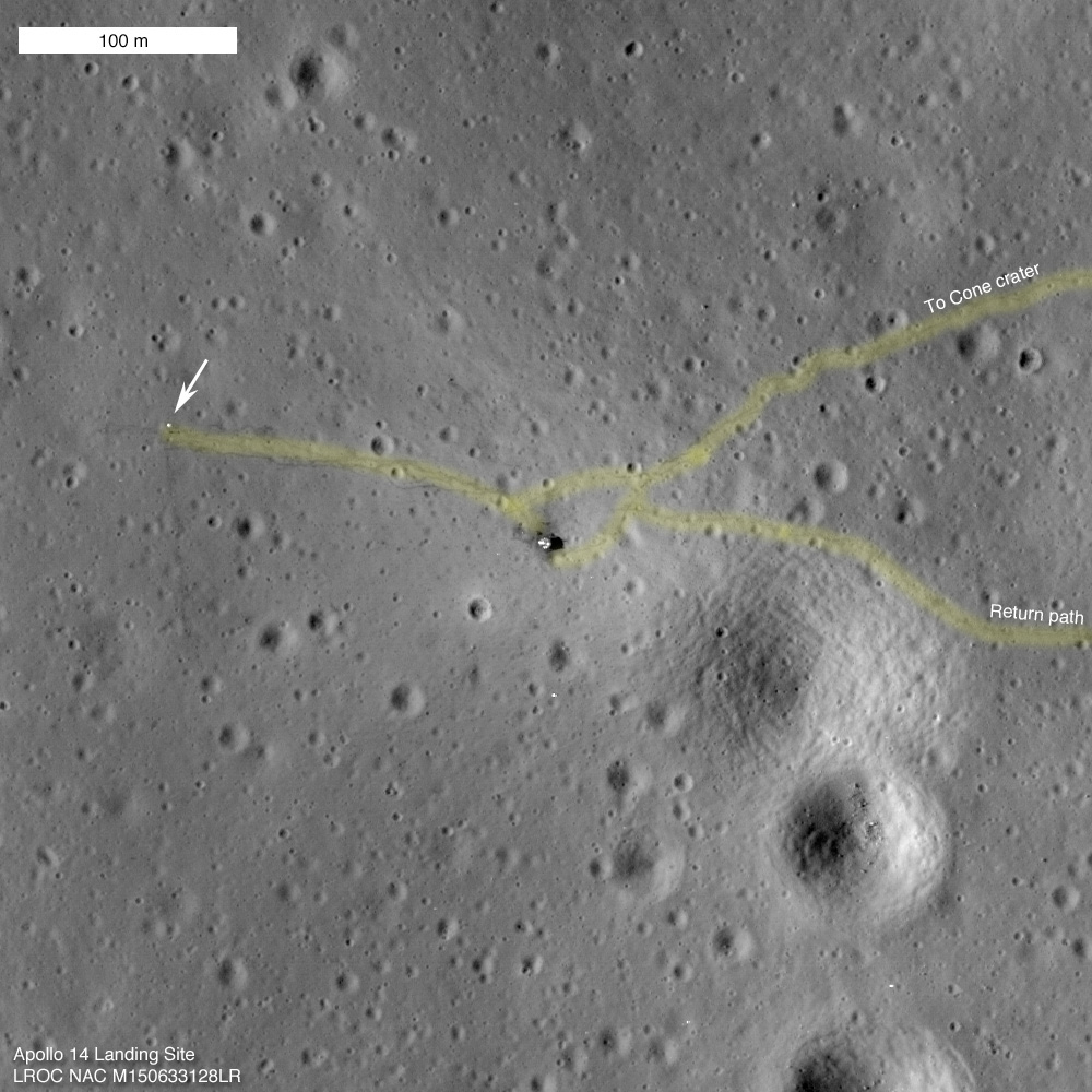 Picture of Apollo 14 landing site taken by LRO