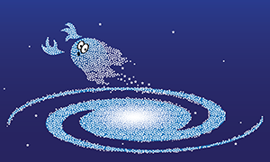 Una ilustración de un satélite nadando
