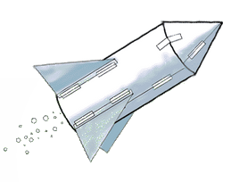 cartoon showing a completed pop-rocket