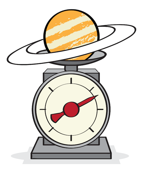 illustration of a planet on a scale